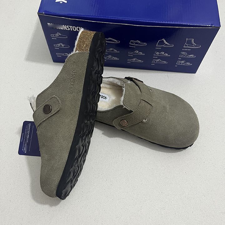 Birkenstock Boston Shearling Taupe Suede