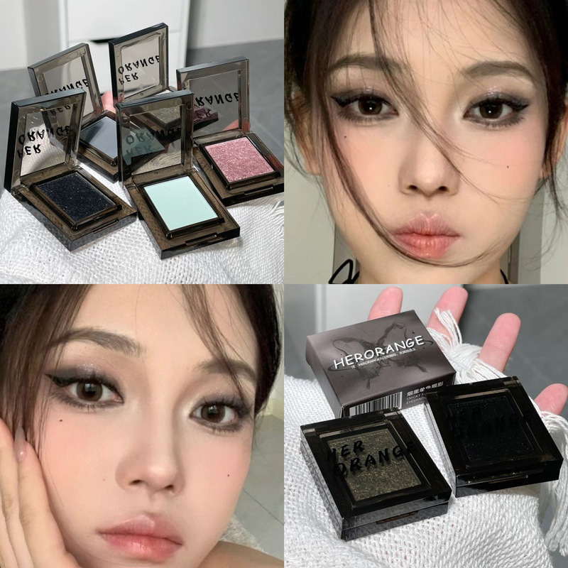HERORANGE ~ Smoky, dulce y fresco, paleta de sombras de ojos monocromática, acabado nacarado, brillo fino, color, brillo natural, maquillaje barato