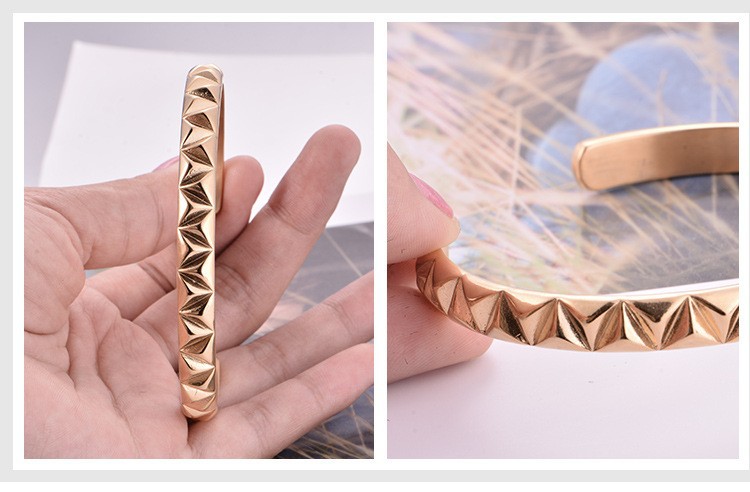 Minimalist Gold Plated Stainless Steel Cuff Bracelet For Women_voghion.com
