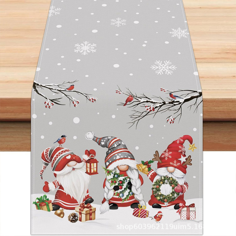 アマゾン国境を越えた新しいクリスマステーブルフラグ工場直販冬雪だるまサンタクロースプリントテーブルマット|undefined