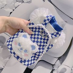 Pet Set Elastic Sweatshirt Base Shirt Blue and White Check Belted Skirt Small Dog Vests Pure Cotton Autumn/Winter Set