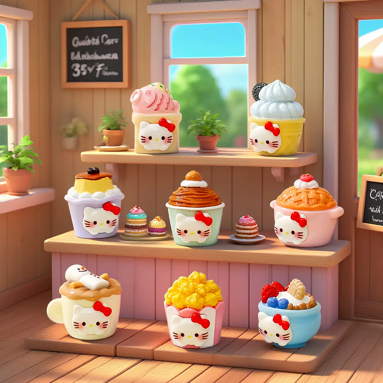 可爱猫咪甜品萌粒公仔潮玩树脂小摆件 diy办公装饰品盲盒盲袋批发