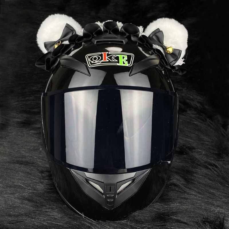 Auto Parts and Accessories, Motuoche Helmet Bear Ear - white-ear-black-ribbon-lolita