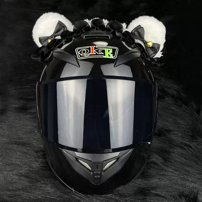 Motosiklet dəbilqələri, Lolita Cute Helmet Bear - white-eared-black-silk-lolita