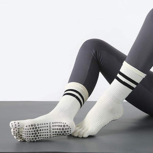 Parallel bars high-tube elastic professional women's non-slip yoga socks autumn and winter beautiful legs five-finger socks pressure socks training running