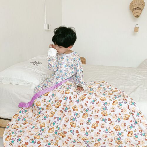  New Pure Cotton Bead Blanket Double Layer Thin Baby Children Soothing Bead Cover Blanket, Four Seasons Cover