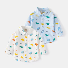 Children's shirt wholesale 2023 new boys long-sleeved shirt baby dinosaur full printed cartoon fashion shirt on behalf of