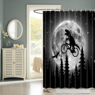 Cross-border Yama funny dinosaur Raptor shower curtain bathroom polyester waterproof digital printing decorative cartoon partition curtain