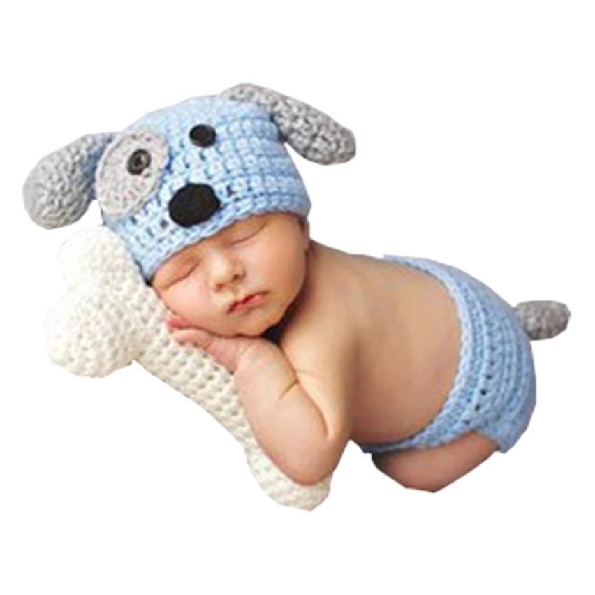 H820 cachorro ganchillo hecho a mano ropa de bebé fotografía apoyos recién nacido suéter