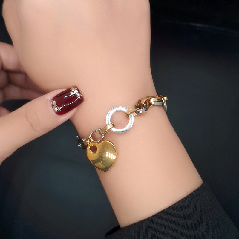 Fashion Heart Shape Titanium Steel Plating Bracelets 1 Piece