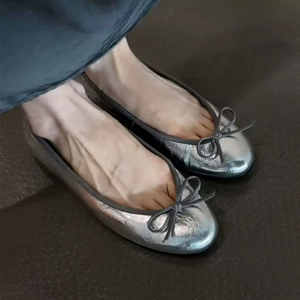 羊皮版~绝美法式蝴蝶结芭蕾舞鞋女2025新款配裙子平底百搭小单鞋