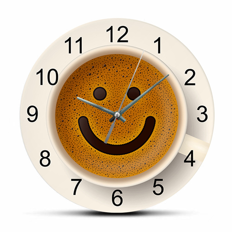 Coffee theme wall clock round mute Cafe Hall clock Nordic creative home decoration wall clock cross-border