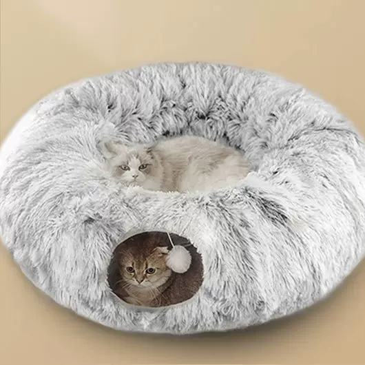 亚马逊爆款长毛绒猫窝猫隧道冬季保暖创意宠物窝可折叠猫通道狗窝