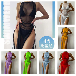 Swimwear bikini women bikini2022 swimsuit European and American foreign trade new solid color sexy split swimsuit
