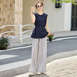 1牛仔套装女2025年夏季新款气质高级感马甲阔腿裤两件套裤ZQ2532