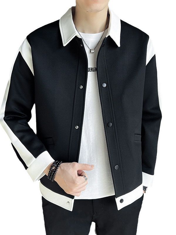 Abrigo de primavera y otoño de los hombres 2023 nueva costura marca de moda pu Shuai solapa chaqueta de los hombres chaqueta casual de los hombres de primavera