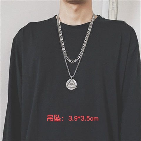 Collier croix double couche pour homme, style hip-hop européen et américain, tendance Instagram, design de niche, cubain_voghion.com