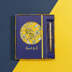 MINISO Notebooks and Ballpoint Pen Gift Set in Ink Blue Series, Perfect for Students