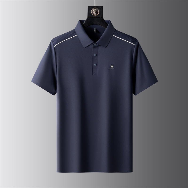 夏の新作若者と中年男性のTシャツルーズ半袖Tシャツビジネスラペルカジュアルトップ白Tシャツ|undefined