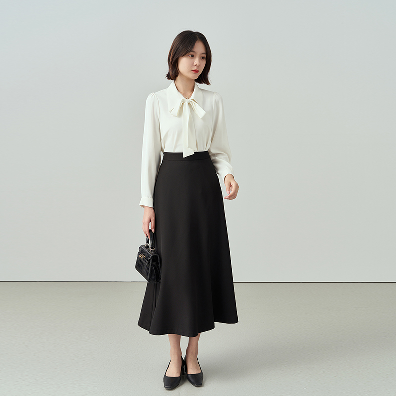 Black A- Line Long Skirt Women's Spring and Summer Dress Umbrella Skirt Professional Shirt Skirt suit Interview Skirt Suit Skirt