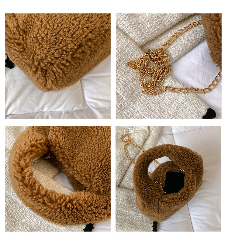 Pluche niche-ontwerp Dameskleurige crossbody Nieuwe herfst- en winterhandtas 2023 Chain pluchen tas_voghion.com
