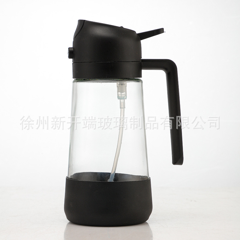 Botella de control de aceite de pulverización de gran capacidad de pulverización de botella de condimento de salsa de soja integrada para prensar automáticamente la olla de vidrio 2 en 1 image 14