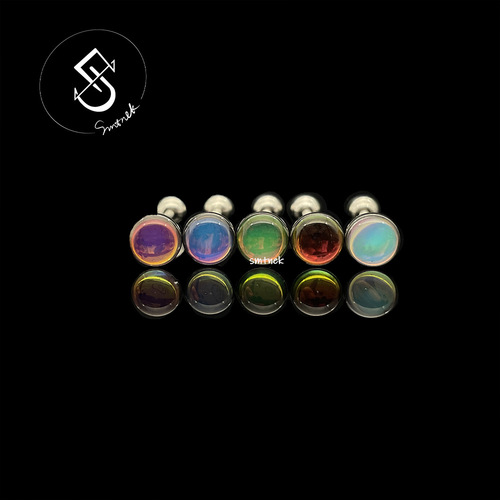 SMTNEK Titanium Steel Aurora Gradient Color Tongue Nail External Thread Rod Stainless Steel Piercing Jewelry