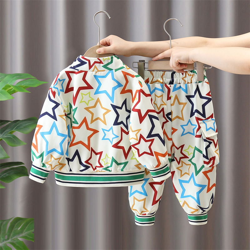 6323 Traje de ropa deportiva de otoño para niños 2025 nueva ropa para niños de la calle frita primavera y otoño ropa hermosa para bebés de moda