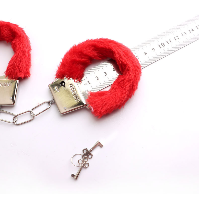 Plush Couple’s Bed Restraint Set with Metal Handcuffs and Straps — detail image 2