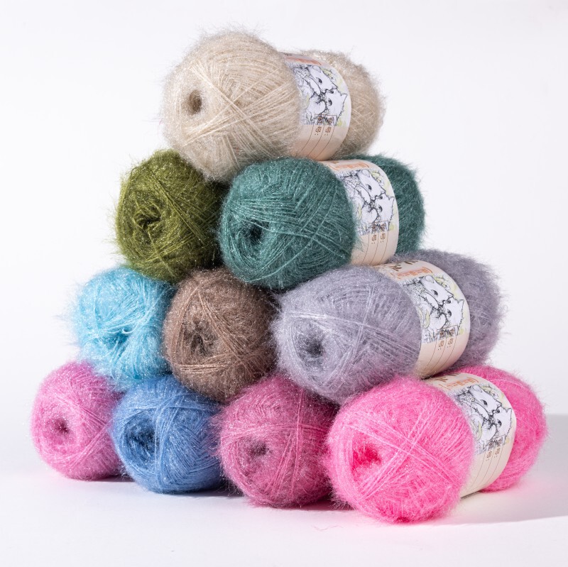 Long-Haired Colorful Yarn, Shiny Cat Hair Yarn, Long-Haired Yarn for Crochet Diy, Knitting Needles, Doll Scarf, Hat, Sweater, Decorative Yarn