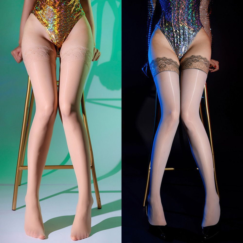 Shiny Over-The-Knee Thigh-High Socks for Men and Women, Versatile High-Elastic Silicone Non-Slip Peacock Lace Inner Pants Shiny Over-The-Knee Thigh-High Socks for Men and Women, Versatile High-Elastic Silicone Non-Slip Peacock Lace Inner Pants