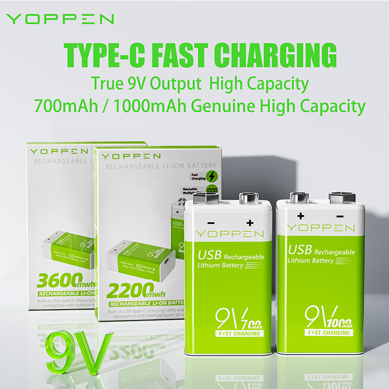 New Cross-Border 9V Lithium Battery 1000Mah USB Charging Multimeter Toy Microphone Guitar Fast Charging Battery