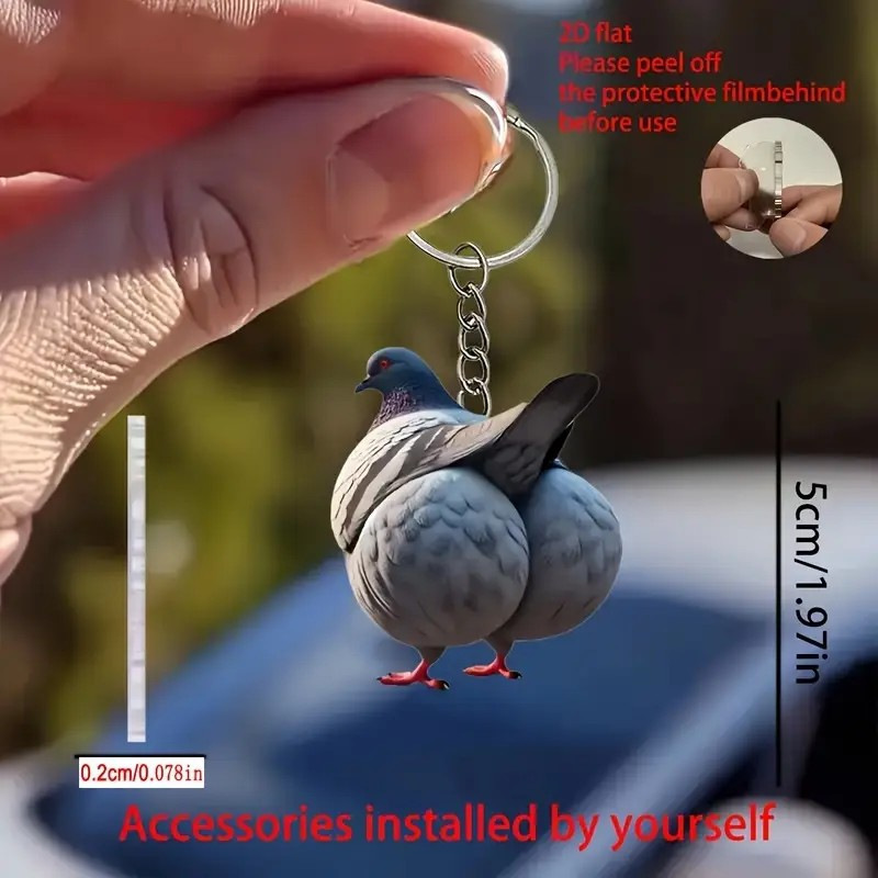 Cross-Border New Acrylic Flat Car Decoration Pendant Cartoon Car Hanging Ornament Default Item Car Interior Decoration Keychain