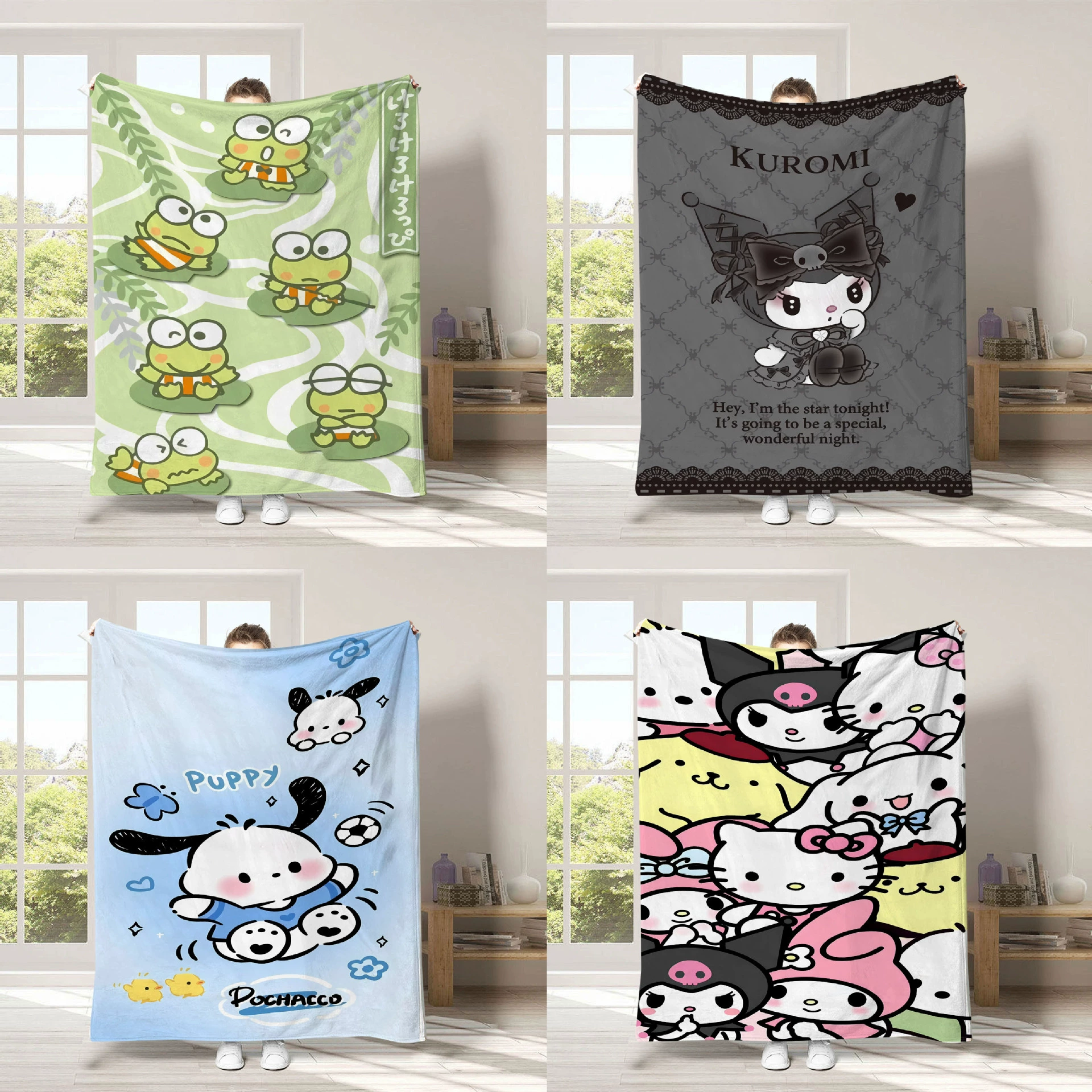 Cross-Border Export Cute Cartoon Sanrio Blanket Digital Printing Blanket Type a Four-Season Air-Conditioned Blanket Office Lunch Blanket