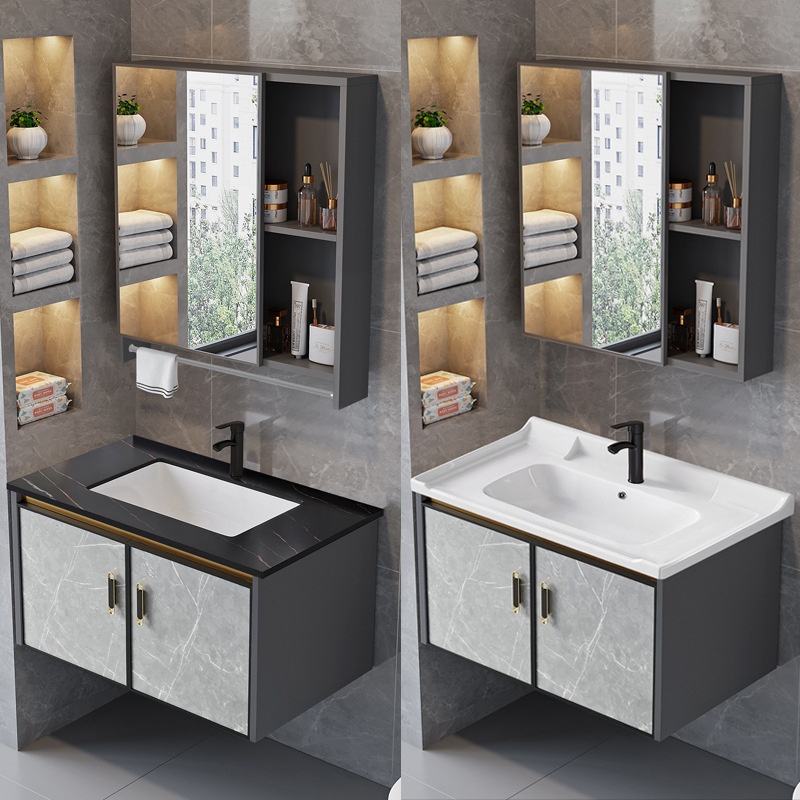 Simple modern smart ceramic integrated basin bathroom cabinet combination bathroom wash basin wash table small apartment