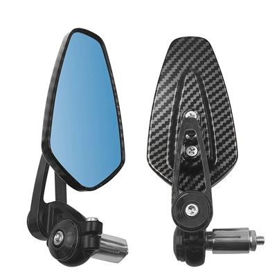 Motorcycle Electric Vehicle Modified Rearview Mirror Retro Handlebar Snakeskin Pattern Handlebar Mirror Reflector Carbon Brazing Pattern (Motorcycle rearview mirror) - black
