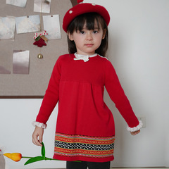 2024 New European and American Spring and Autumn Girls' Knitted Dress Princess Dress Same Style Children's Clothing Cotton Baby Sweater Dress 