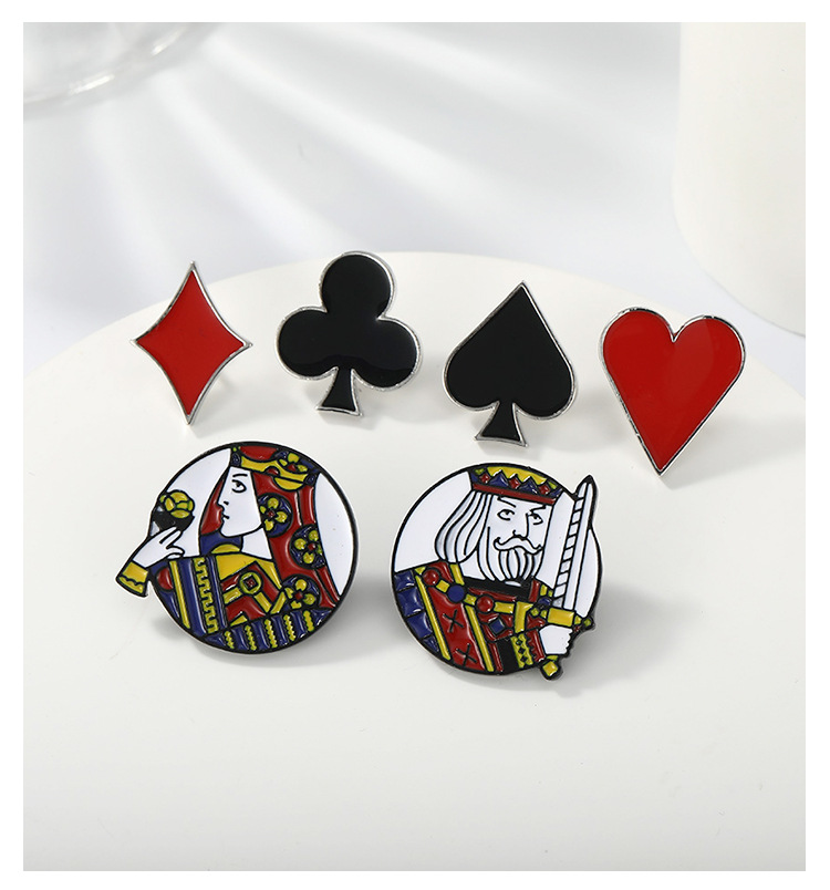 New Hearts Spades Enamel Badges Poker Characters Dripping Brooch display picture 1