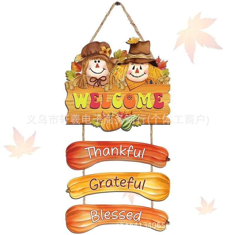 Cross-Border Amazon Thanksgiving Wooden Door Hanging Decorations Autumn Party Decorations Thanksgiving Pumpkin Maple Leaf Wooden Hangings Cross-Border Amazon Thanksgiving Wooden Door Hanging Decorations Autumn Party Decorations Thanksgiving Pumpkin Maple Leaf Wooden Hangings