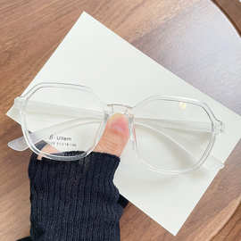 无螺丝弹性漆8g大脸眼镜架超轻透明白色大框无金属近视眼睛女学生