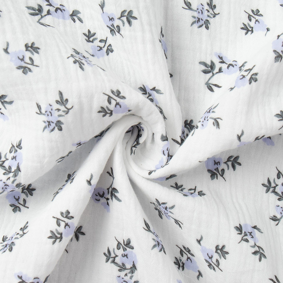 Đầm liền cotton in hoa cổ chữ V tay bồng buộc dây lưng cao — Hoa oải hương, Hoa tulip màu hồng, Màu be, Màu hồng chi tiết 23