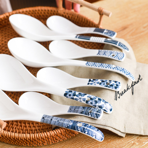 Ceramic tableware spoon Chinese rice spoon ceramic spoon household tableware small spoon rice spoon drinking spoon spoon