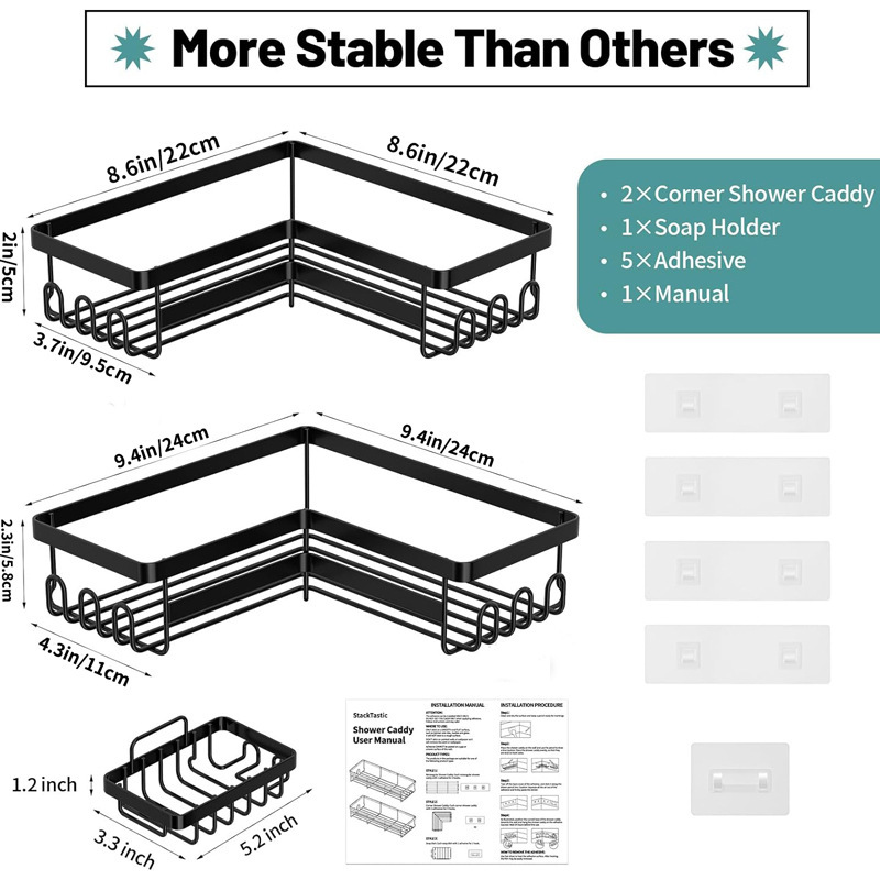 Estante de almacenamiento triangular combinado en la pared de baño transfronterizo sin perforación estante de drenaje de agua estante de almacenamiento de esquina para artículos de baño