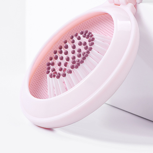 Chuanqi'er Mini Folding Air Bag Comb with Cosmetic Mirror Portable Cute Girly Heart Plastic Air Cushion Massage Comb