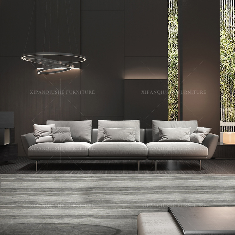 Moderno sofá de tela simple gran apartamento sala de estar italiano minimalista nórdico luz lujo especial-en forma de concubina tecnología sofá de tela