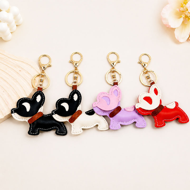 French Bulldog Puppy Leather Bag Pendant Car Keychain Cute Leather French Bulldog Pendant Backpack Personalized Pendant