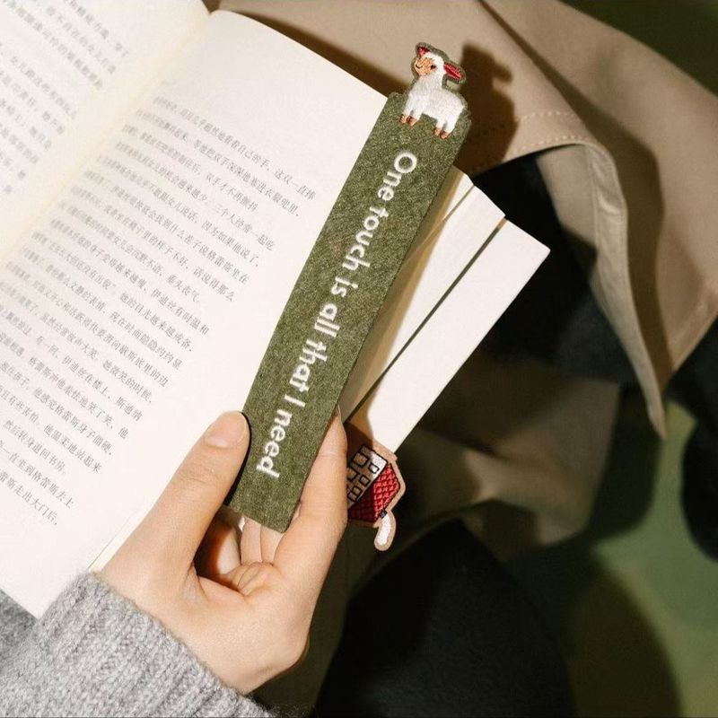 小动物手绘文字不织布刺绣书签小众设计高颜值毛毡创意送朋友礼物|undefined