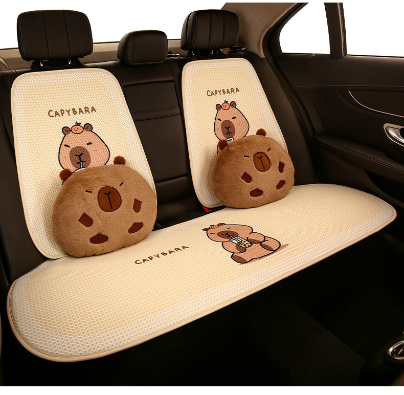 Kapibala Car Seat Cushion, Universal for All Seasons, Cute Half-Pack Seat Cushion Cover, Women's Rear Seat Cover, Single-Piece Seat Cover