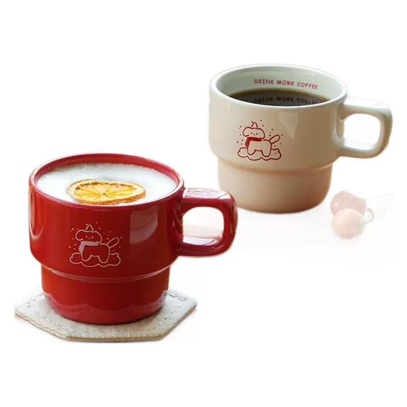 ceramic coffee mug, cartoon puppy illustration