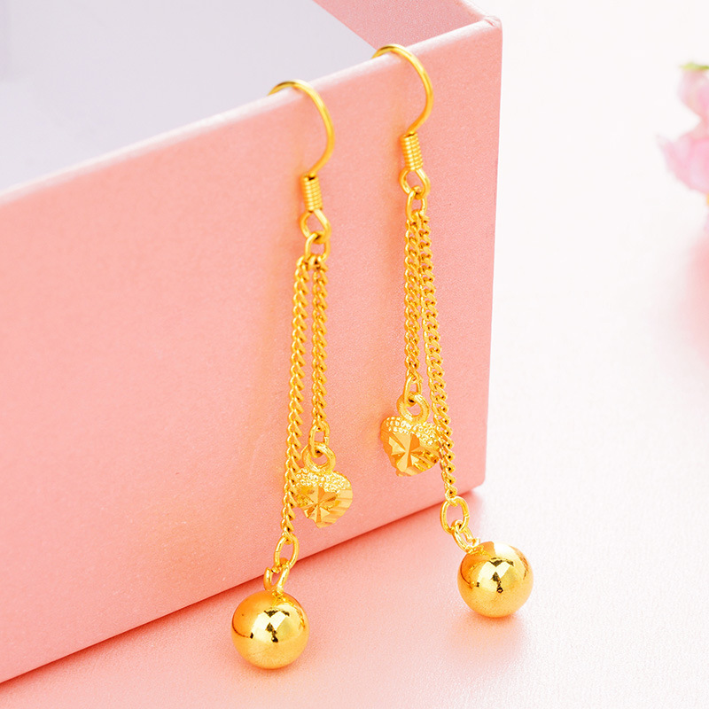 Pendientes de camelia de estilo antiguo Pendientes de verano de alta calidad para niñas con borlas Pendientes de oro de arena vietnamita que no se desvanecen durante mucho tiempo